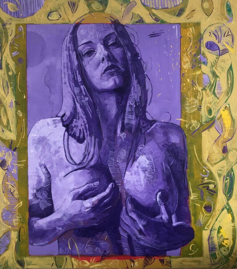 Violet and Yellow, acrylic on canvas, 156x140cm, 2020