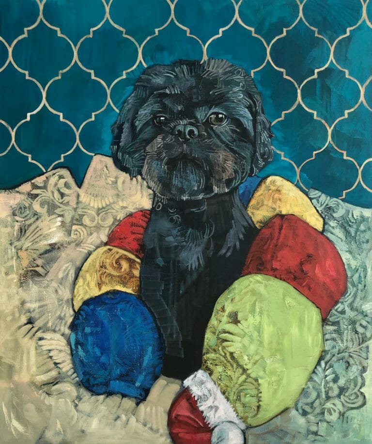 Dog With Toy, 114 x 95cm, Painting on Canvas